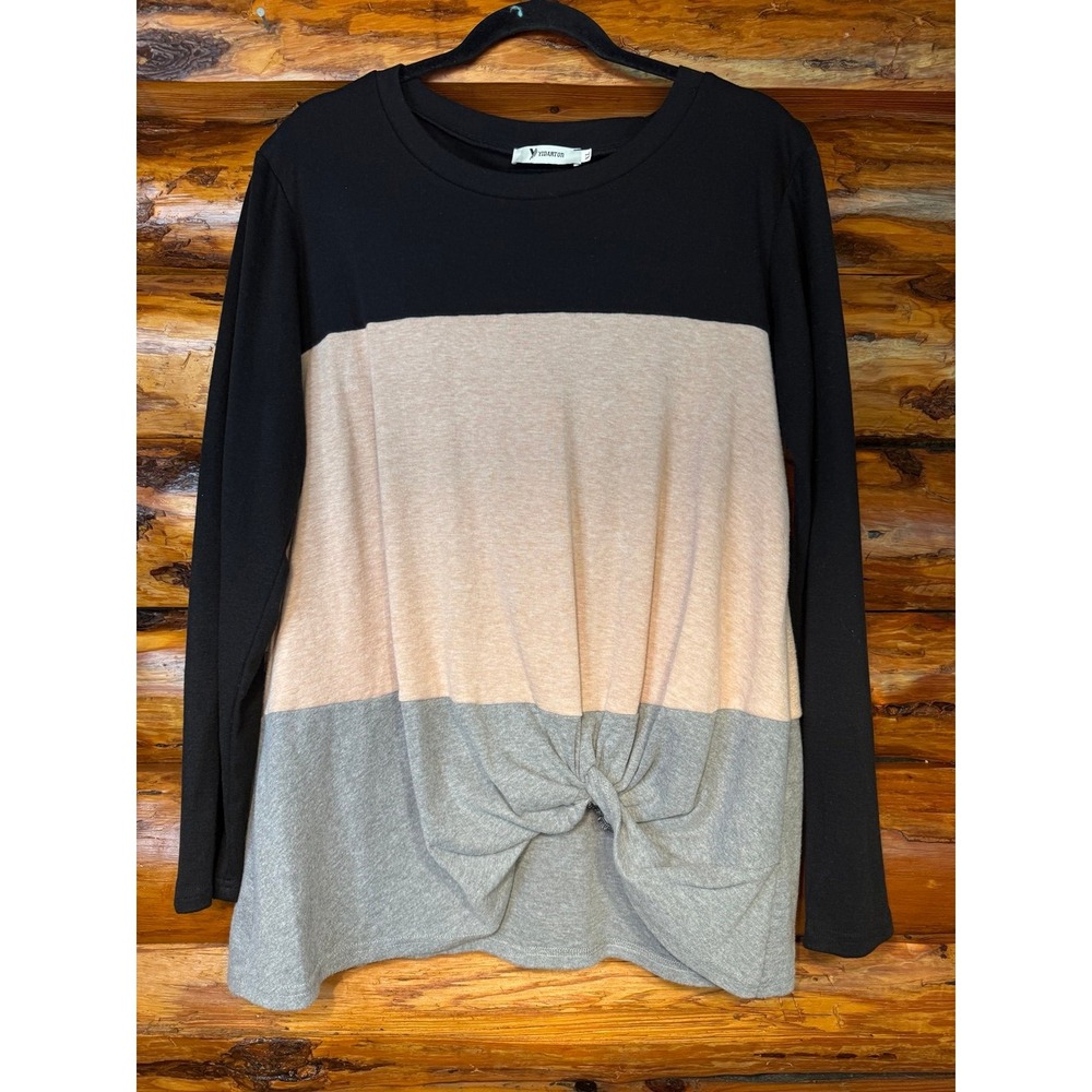 Yidarton Colorblock Twist Tie Front LS Shirt Size XL‎